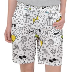 Set-cute-colorful-doodle-hand-drawing Women s Pocket Shorts by uniart180623