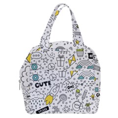 Set-cute-colorful-doodle-hand-drawing Boxy Hand Bag by uniart180623