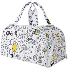 Set-cute-colorful-doodle-hand-drawing Burner Gym Duffel Bag by uniart180623