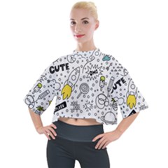 Set-cute-colorful-doodle-hand-drawing Mock Neck Tee by uniart180623