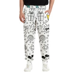 Set-cute-colorful-doodle-hand-drawing Men s Elastic Waist Pants by uniart180623