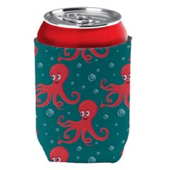 Cute-smiling-red-octopus-swimming-underwater Can Holder by uniart180623