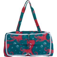 Cute-smiling-red-octopus-swimming-underwater Multi Function Bag by uniart180623