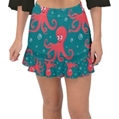 Cute-smiling-red-octopus-swimming-underwater Fishtail Mini Chiffon Skirt by uniart180623