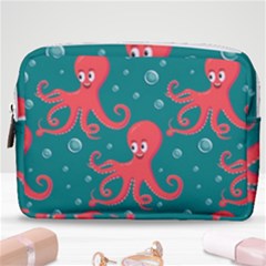 Cute-smiling-red-octopus-swimming-underwater Make Up Pouch (medium) by uniart180623