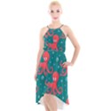 Cute-smiling-red-octopus-swimming-underwater High-Low Halter Chiffon Dress  View1