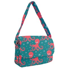 Cute-smiling-red-octopus-swimming-underwater Courier Bag by uniart180623