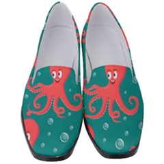 Cute-smiling-red-octopus-swimming-underwater Women s Classic Loafer Heels by uniart180623