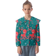 Cute-smiling-red-octopus-swimming-underwater Kids  Peter Pan Collar Blouse by uniart180623