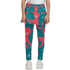 Cute-smiling-red-octopus-swimming-underwater Kids  Skirted Pants by uniart180623