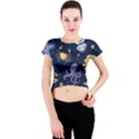 Marine-seamless-pattern-thin-line-memphis-style Crew Neck Crop Top View1