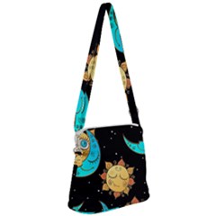 Seamless-pattern-with-sun-moon-children Zipper Messenger Bag by uniart180623