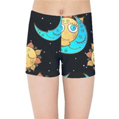 Seamless-pattern-with-sun-moon-children Kids  Sports Shorts by uniart180623