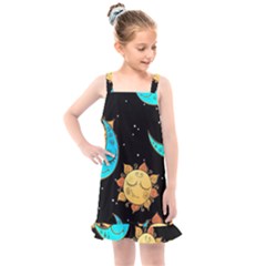 Seamless-pattern-with-sun-moon-children Kids  Overall Dress by uniart180623