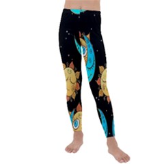 Seamless-pattern-with-sun-moon-children Kids  Lightweight Velour Leggings by uniart180623