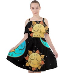 Seamless-pattern-with-sun-moon-children Cut Out Shoulders Chiffon Dress by uniart180623