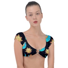 Seamless-pattern-with-sun-moon-children Cap Sleeve Ring Bikini Top by uniart180623