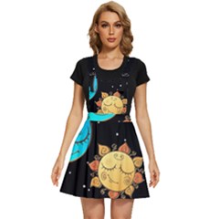 Seamless-pattern-with-sun-moon-children Apron Dress by uniart180623