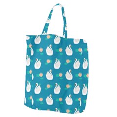 Elegant-swan-pattern-with-water-lily-flowers Giant Grocery Tote by uniart180623