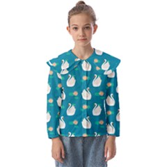 Elegant-swan-pattern-with-water-lily-flowers Kids  Peter Pan Collar Blouse by uniart180623