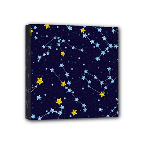 Seamless-pattern-with-cartoon-zodiac-constellations-starry-sky Mini Canvas 4  X 4  (stretched) by uniart180623