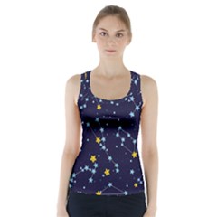 Seamless-pattern-with-cartoon-zodiac-constellations-starry-sky Racer Back Sports Top by uniart180623