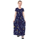 Seamless-pattern-with-cartoon-zodiac-constellations-starry-sky Kids  Short Sleeve Maxi Dress View1