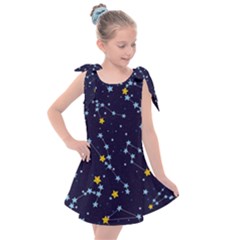 Seamless-pattern-with-cartoon-zodiac-constellations-starry-sky Kids  Tie Up Tunic Dress by uniart180623