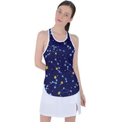 Seamless-pattern-with-cartoon-zodiac-constellations-starry-sky Racer Back Mesh Tank Top by uniart180623