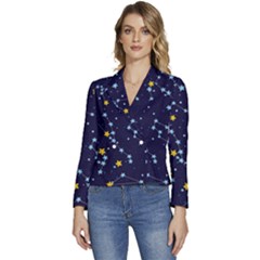 Seamless-pattern-with-cartoon-zodiac-constellations-starry-sky Women s Long Sleeve Revers Collar Cropped Jacket by uniart180623