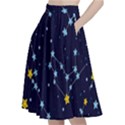 Seamless-pattern-with-cartoon-zodiac-constellations-starry-sky A-Line Full Circle Midi Skirt With Pocket View2