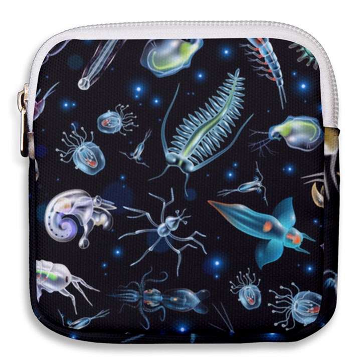 Colorful-abstract-pattern-consisting-glowing-lights-luminescent-images-marine-plankton-dark Mini Square Pouch