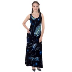 Colorful-abstract-pattern-consisting-glowing-lights-luminescent-images-marine-plankton-dark Sleeveless Velour Maxi Dress by uniart180623