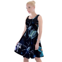 Colorful-abstract-pattern-consisting-glowing-lights-luminescent-images-marine-plankton-dark Knee Length Skater Dress by uniart180623