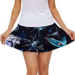 Colorful-abstract-pattern-consisting-glowing-lights-luminescent-images-marine-plankton-dark Women s Skort by uniart180623