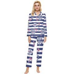 Seamless-marine-pattern Womens  Long Sleeve Velvet Pocket Pajamas Set by uniart180623