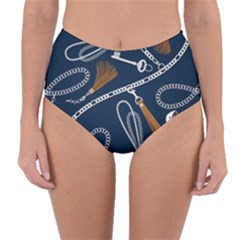 Chains-seamless-pattern Reversible High-waist Bikini Bottoms by uniart180623