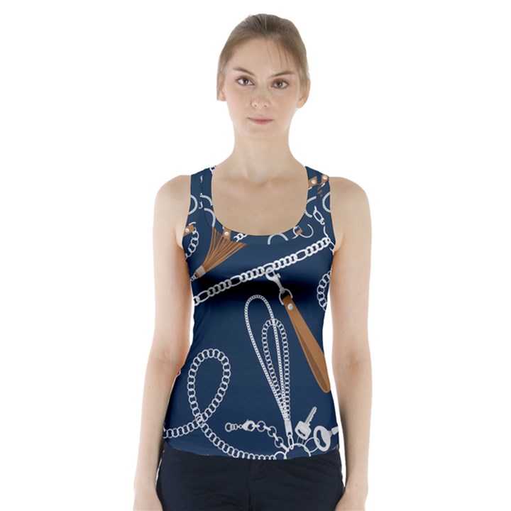 Chains-seamless-pattern Racer Back Sports Top