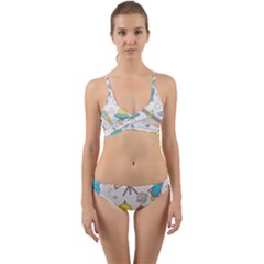 Cute-seamless-pattern-with-space Wrap Around Bikini Set by uniart180623