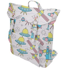 Cute-seamless-pattern-with-space Buckle Up Backpack by uniart180623