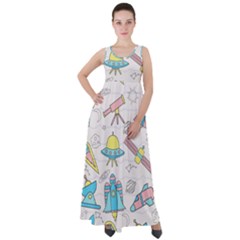 Cute-seamless-pattern-with-space Empire Waist Velour Maxi Dress by uniart180623