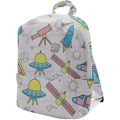 Cute-seamless-pattern-with-space Zip Up Backpack by uniart180623