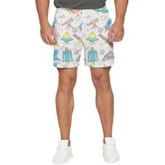 Cute-seamless-pattern-with-space Men s Runner Shorts by uniart180623