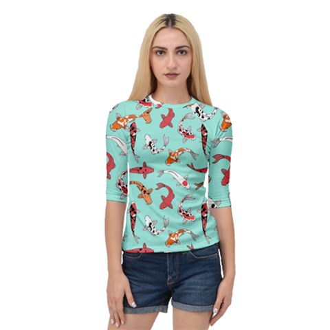 Pattern-with-koi-fishes Quarter Sleeve Raglan Tee by uniart180623