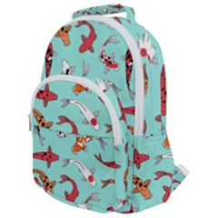 Pattern-with-koi-fishes Rounded Multi Pocket Backpack by uniart180623