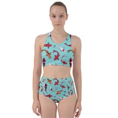 Pattern-with-koi-fishes Racer Back Bikini Set by uniart180623