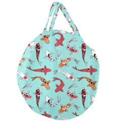 Pattern-with-koi-fishes Giant Round Zipper Tote by uniart180623