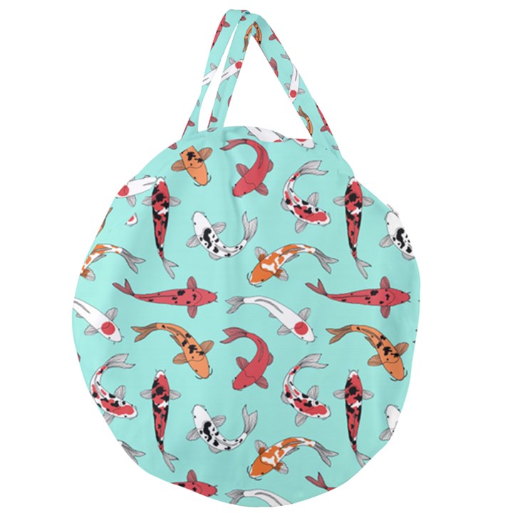 Pattern-with-koi-fishes Giant Round Zipper Tote