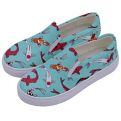 Pattern-with-koi-fishes Kids  Canvas Slip Ons by uniart180623