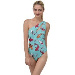 Pattern-with-koi-fishes To One Side Swimsuit by uniart180623